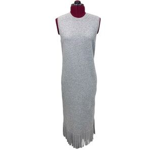 Theory Rosetty Dress Gray Sleeveless Fringe S
